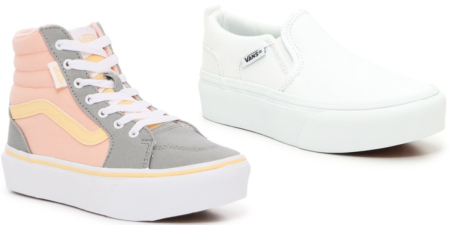 high-top and slip-on vans sneakers