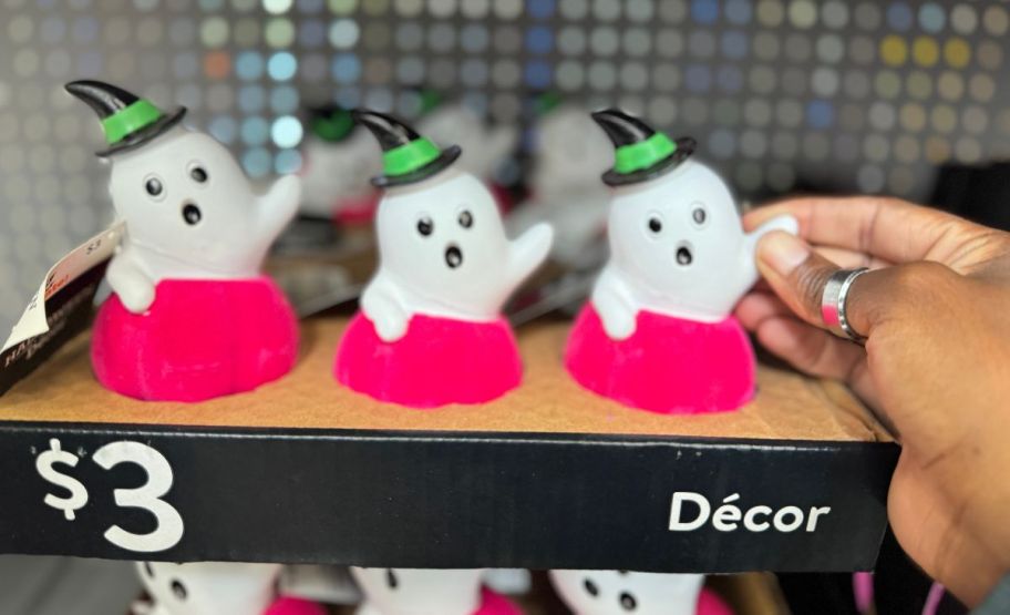 felt ghost figurines on a store shelf