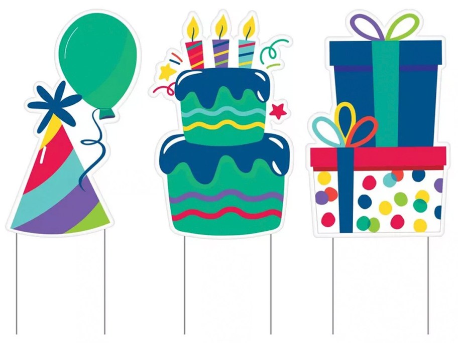 three party city birthday signs 