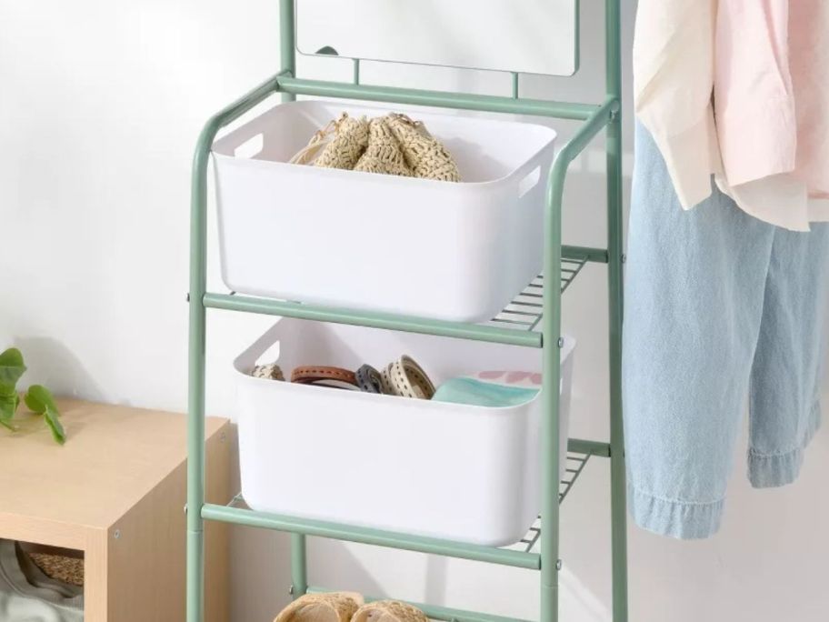 Brightroom 12.5L Brightroom Open Storage Tub 2-Pack on rack in closet