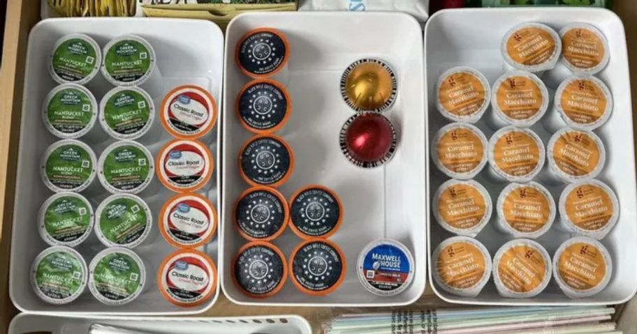 brightroom drawer organizers in drawer with nespresso pods in them