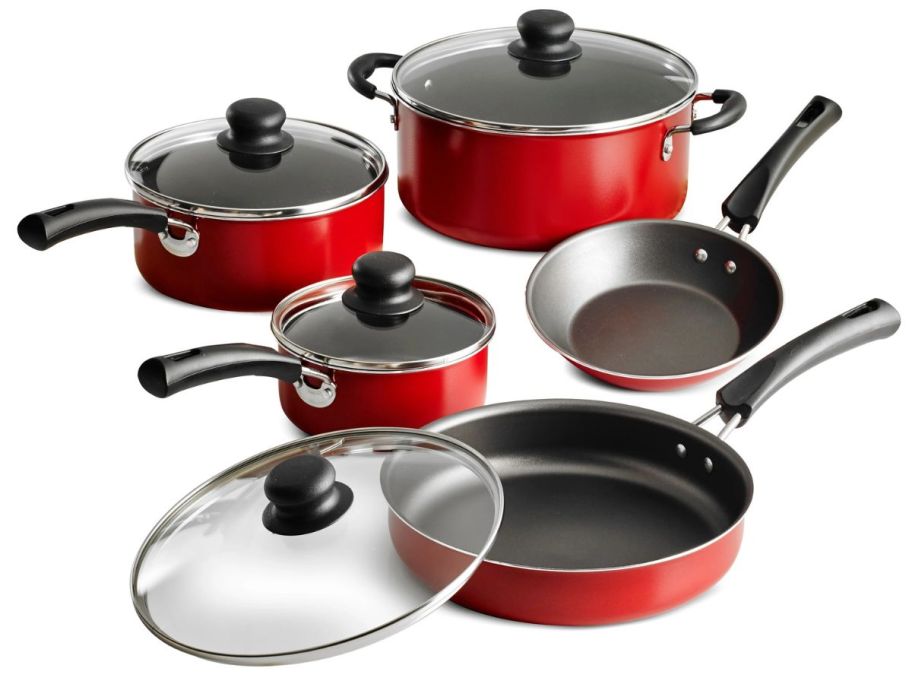 red Tramontina 9-Piece Non-Stick Cookware Set