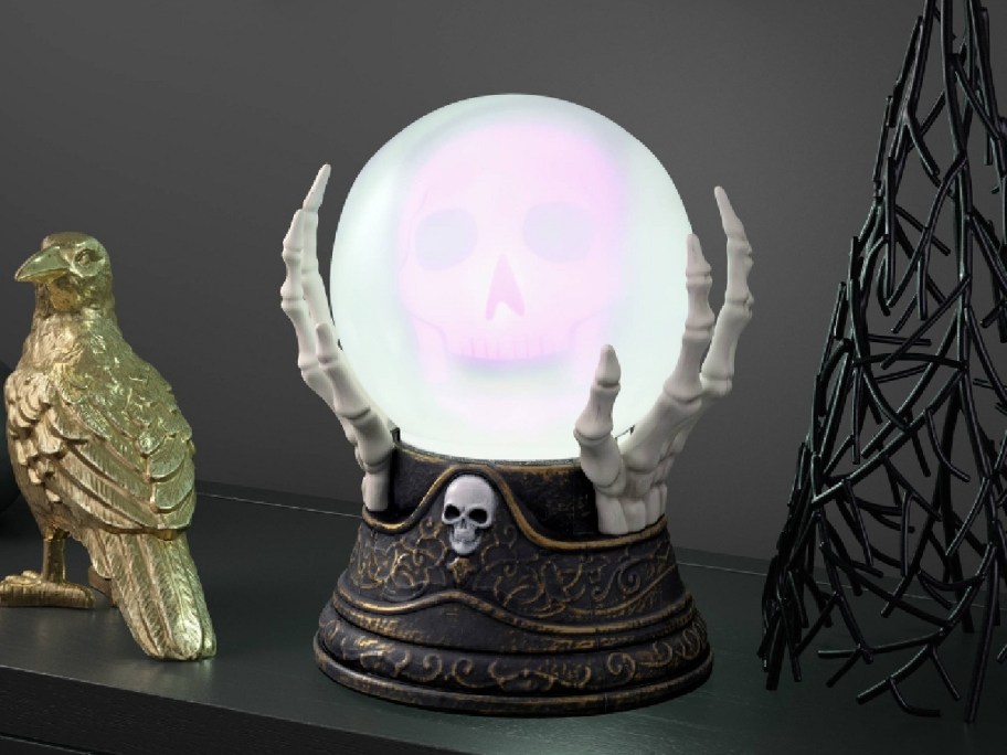 crystal ball with skull showing