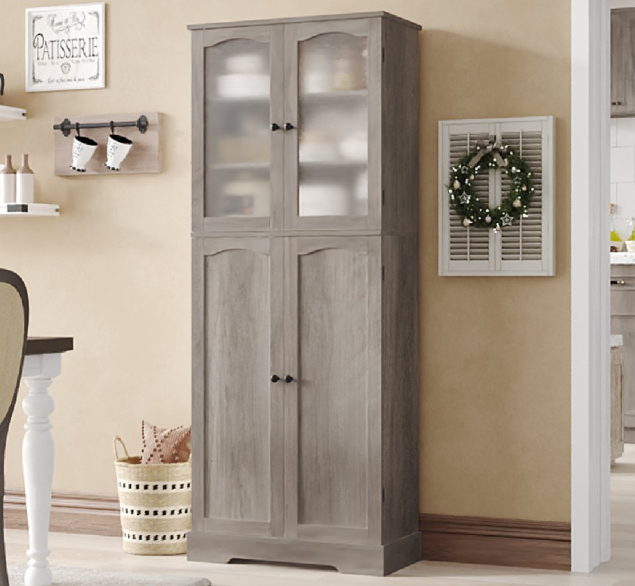 gray pantry displayed in the room