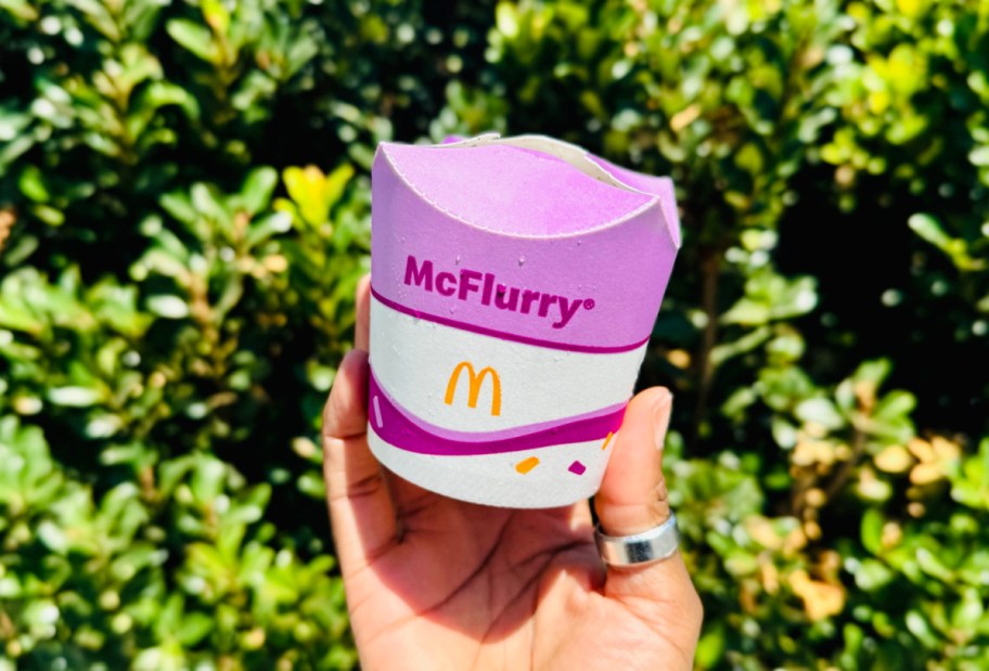 hand holding mcflurry in new cup