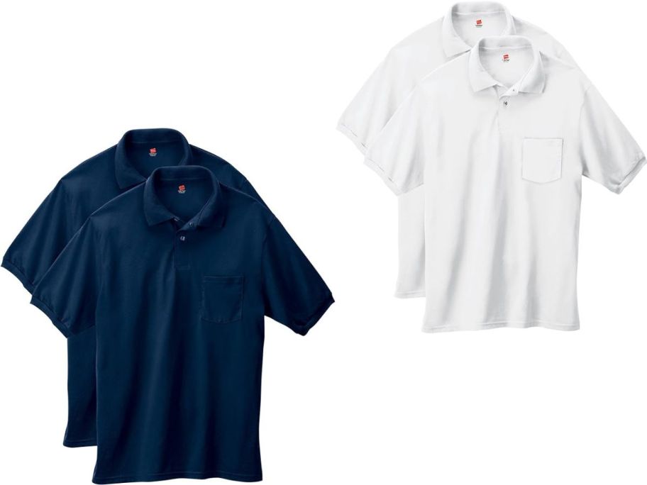 2 Sets of Hanes Polo Shirts