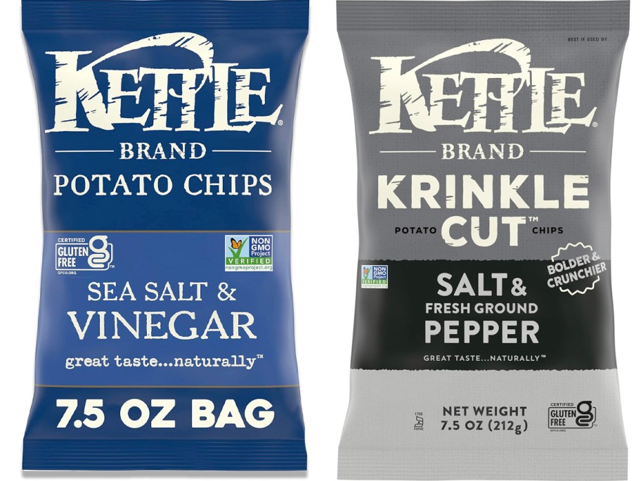 sea salt and vinegar and salt and pepper kettle chips 