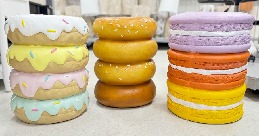 donut, bagel, and macaron food stools