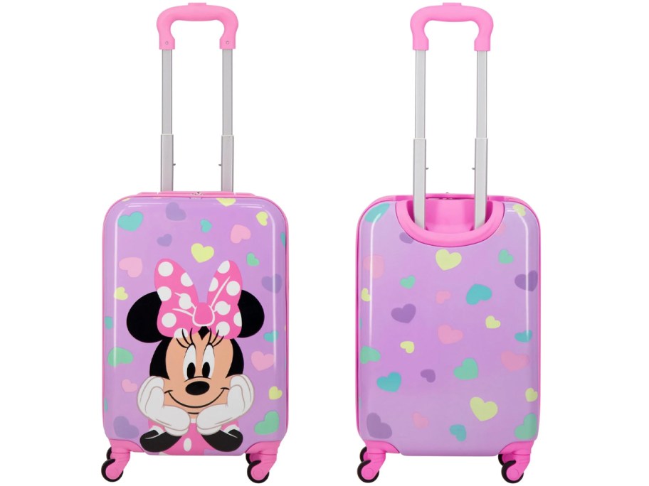 minnie mouse purple luggage front and back image