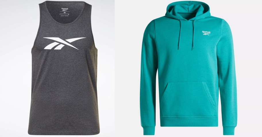 reebok mens tank and teal hoodie