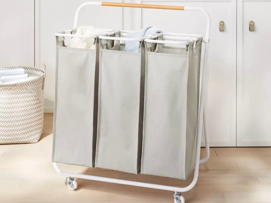 gray and white triple sorter 
