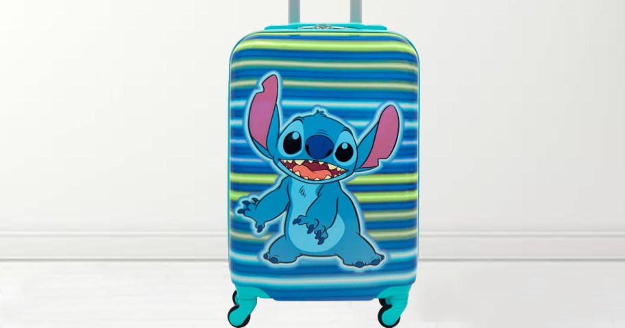 blue striped stitch luggage