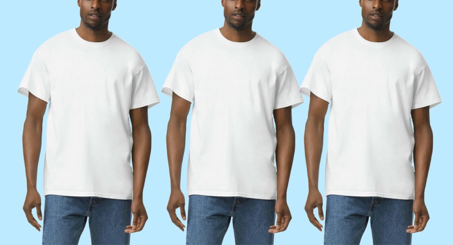 stock image of Man wearing white tshirts