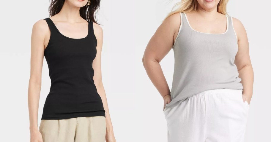 women wearing different color tank tops and pants