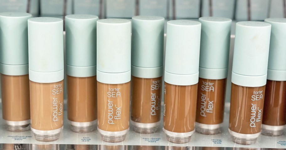 row of tarte concealer shades in store