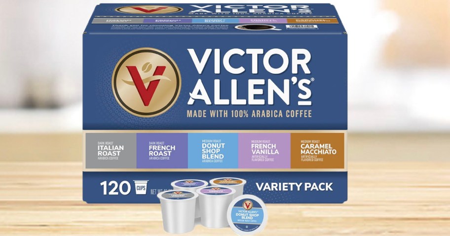 victor allen 120 count kcup box on counter