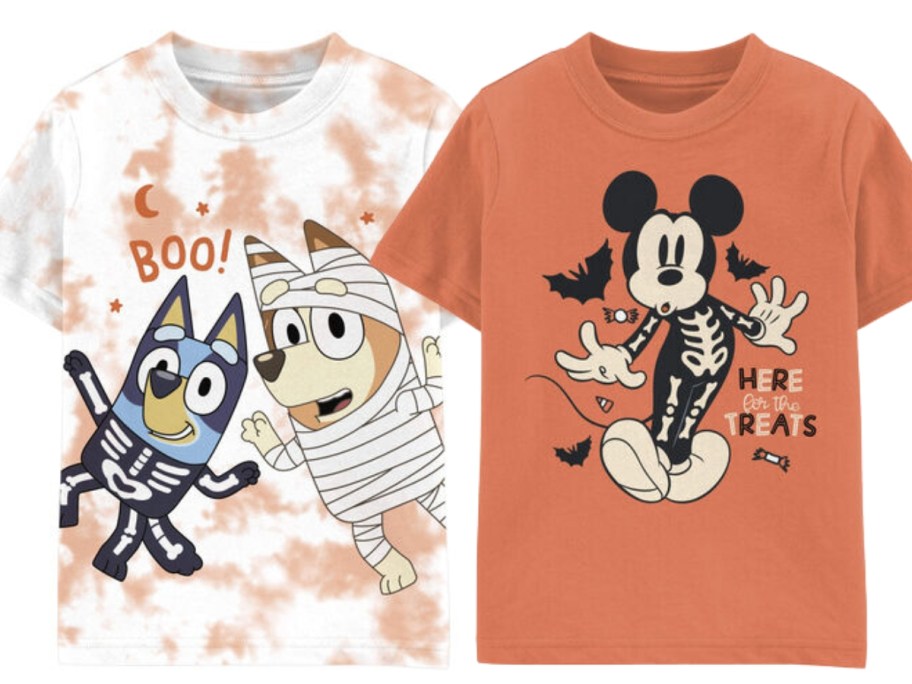 toddler's Bluey and Mickey Halloween t-shrits