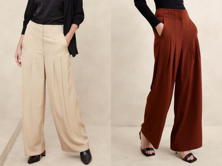 stock images of two women wearing banana republic factory pants