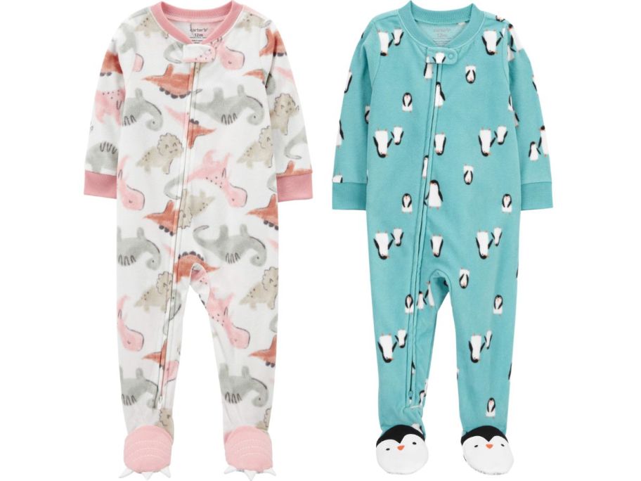 2 Carter's One-Piece Pajamas w/ feet