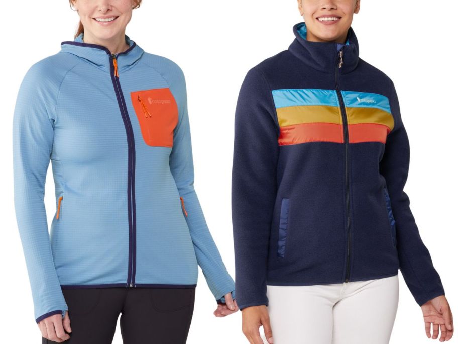 2 women wearing Cotopaxi full zip jackets