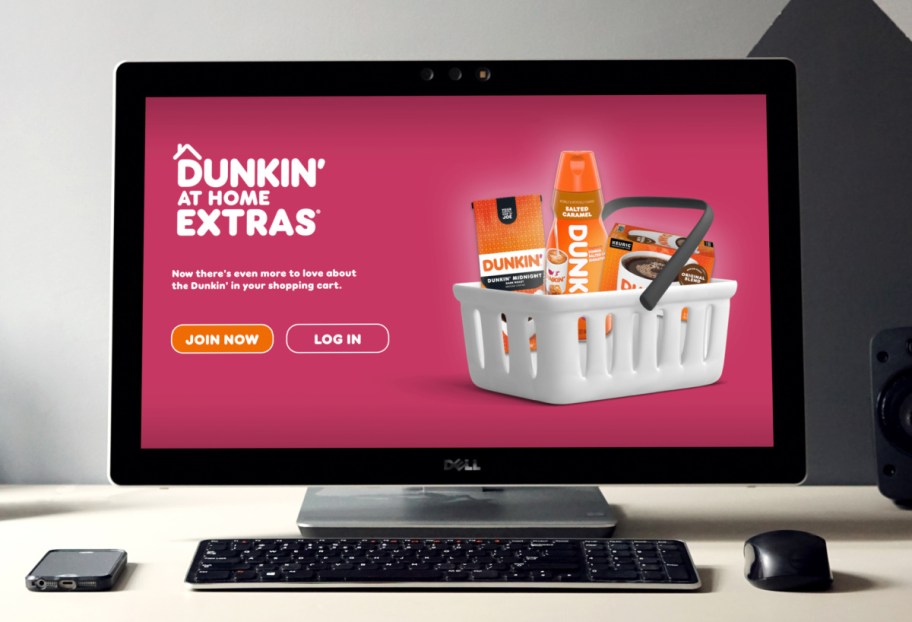 Dunkin' At Home Extras rewards program shown on a computer