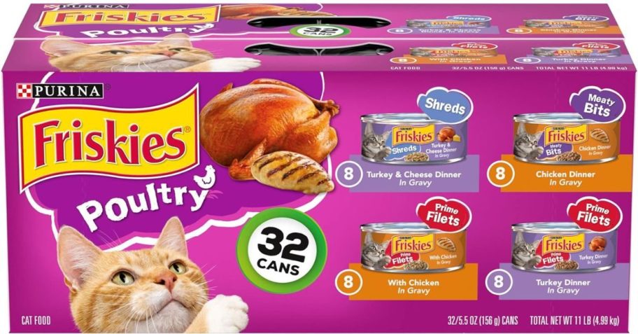 Purina Friskies Poultry Shreds Wet Cat Food Variety Pack 32 Pack 5.5oz