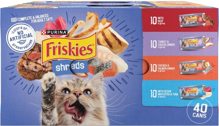 Purina Friskies Shreds Wet Cat Food Variety Pack 40 Pack 5.5oz