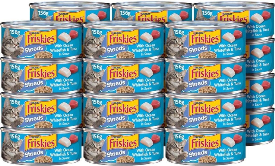 Purina Friskies Shreds Wet Cat Food Ocean Whitefish & Tuna 24 Pack 5.5oz