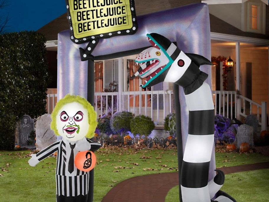 Halloween Beetle juice display outside