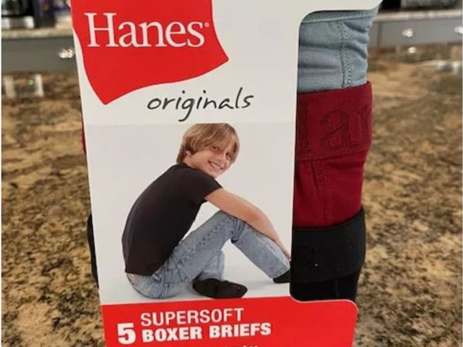 Hanes Originals Boys' SuperSoft Boxer Briefs box