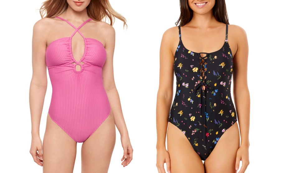 Macys womens one piece swim in different colors in pink and black 
