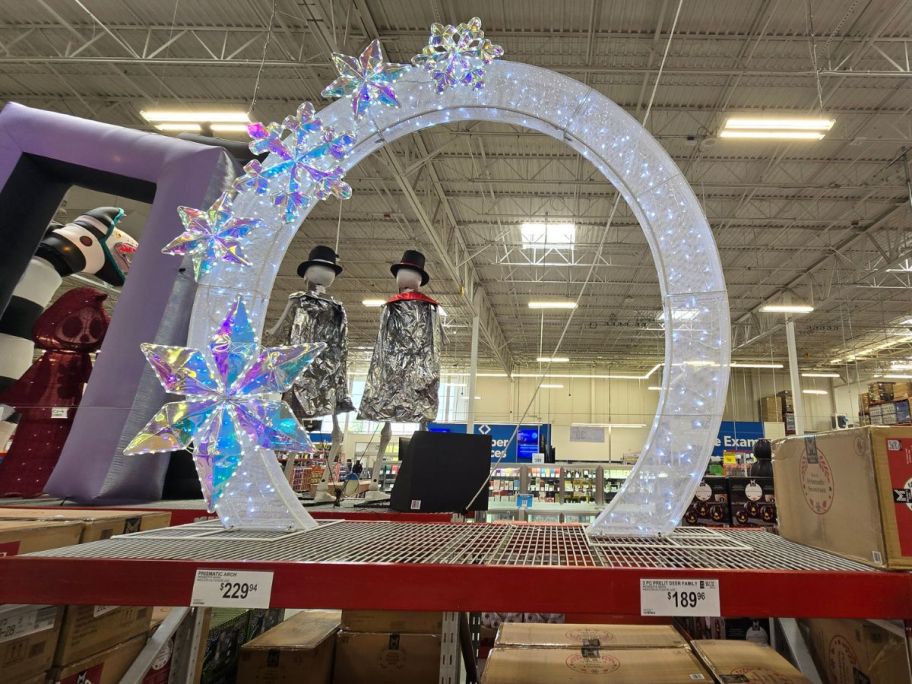 Member's Mark 8' Pre-Lit Arch with Prismatic Snowflakes in store