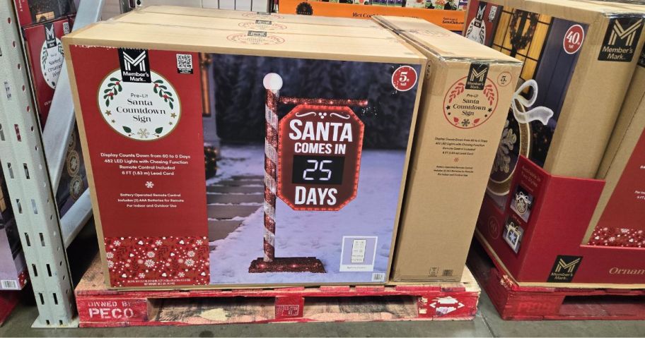 Member's Mark Pre-Lit Santa Sign in store