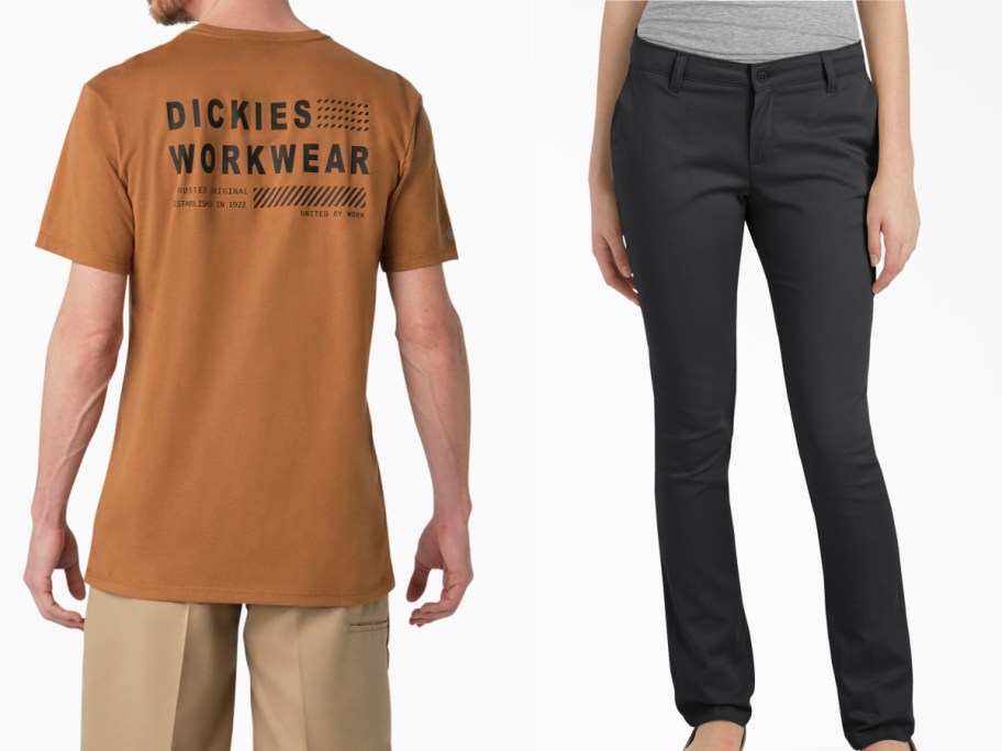 Men wearing tshirt and junior pants displayed