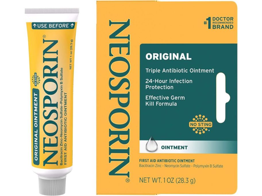 Stock image of a tube and box of Original Neosporin