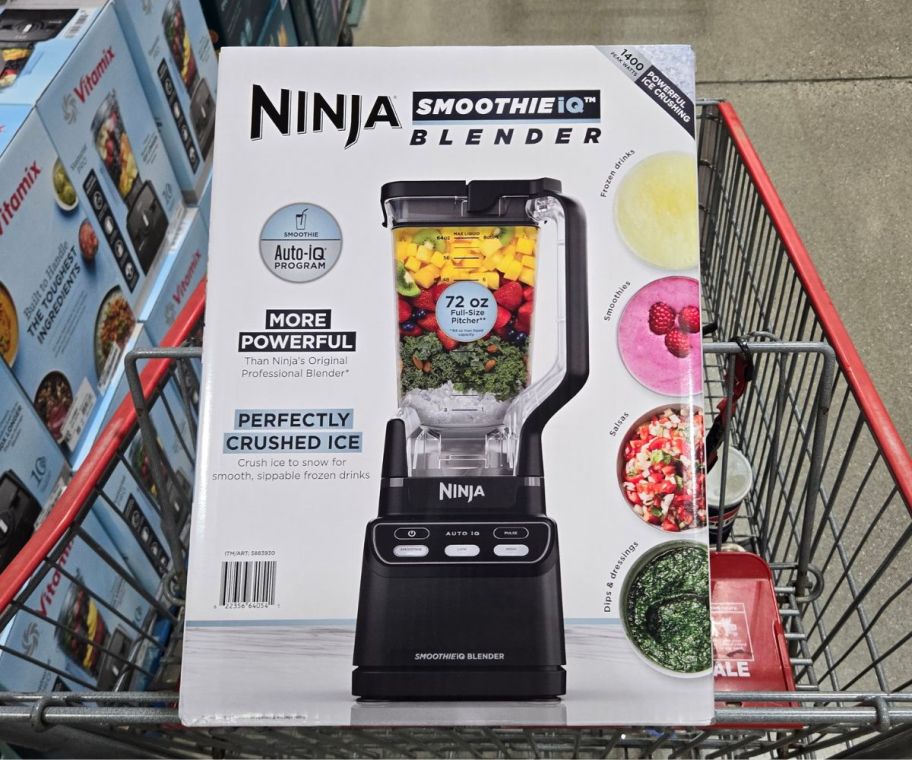 a ninja blender in a Costco shopping cart