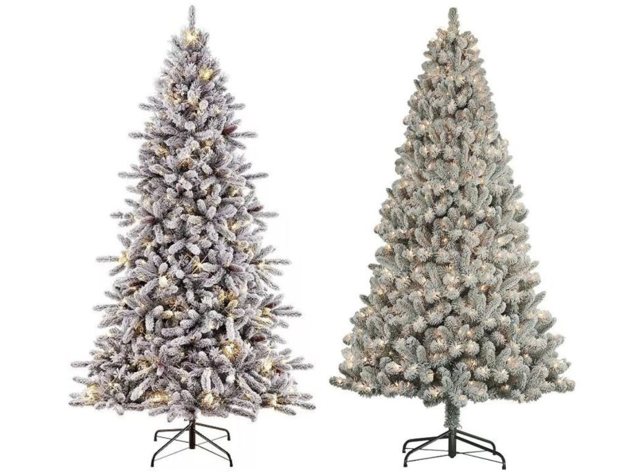 2 pre-lit Christmas trees