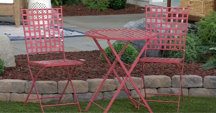 A folding metal Bistro Set from QVC