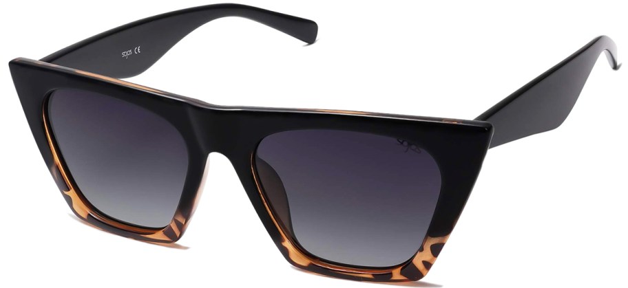 pair of black & tortoise shell sunglasses with grey lenses