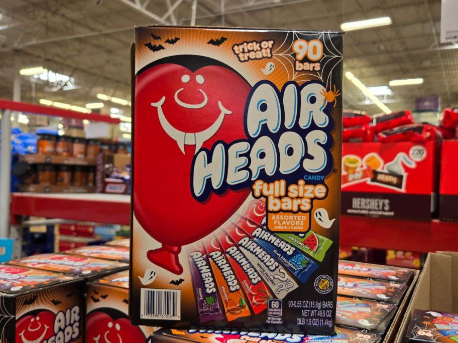 A huge box of halloween Air heads in a Sam's Club store