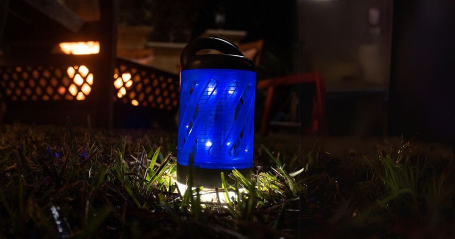 Skeeter Hawk 2-in-1 Lantern in grass at night