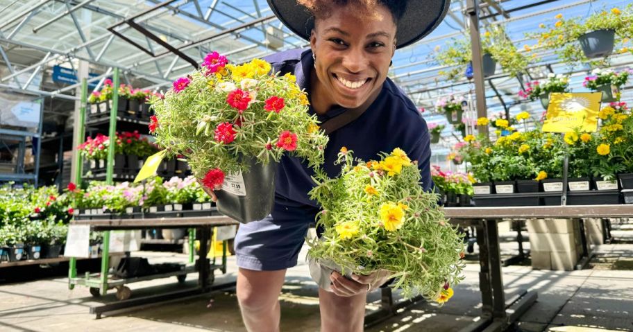 Smiling person holding 2.5-Quart Perennials at Lowe's