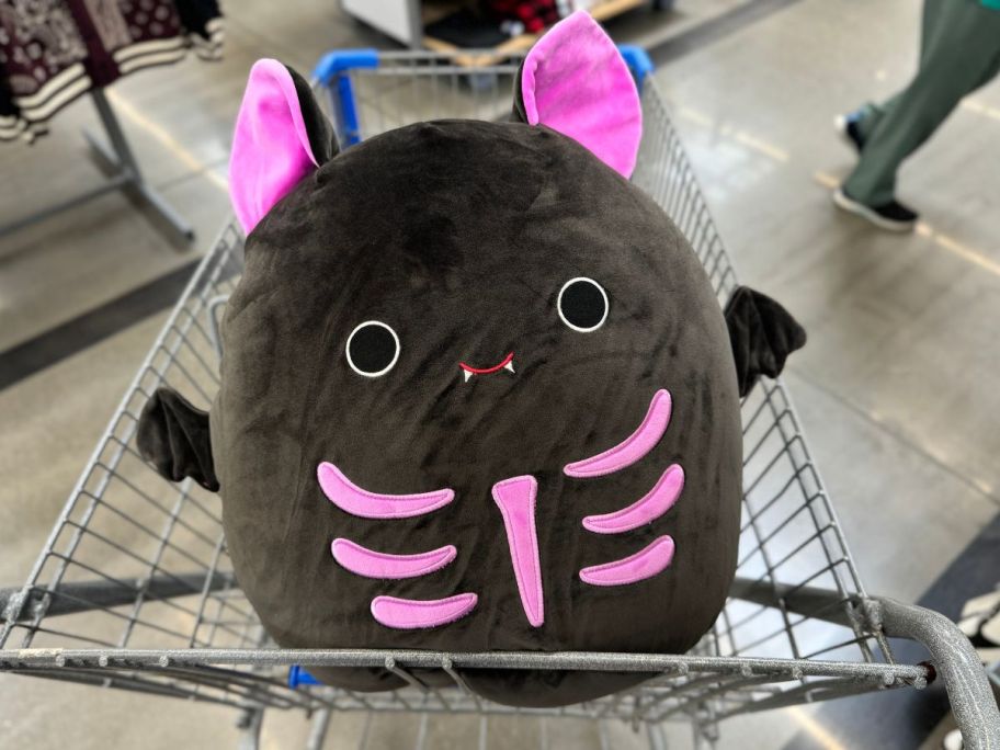 Squishmallows 16-Inch Salome the Black & Purple Skeleton Bat in cart in store