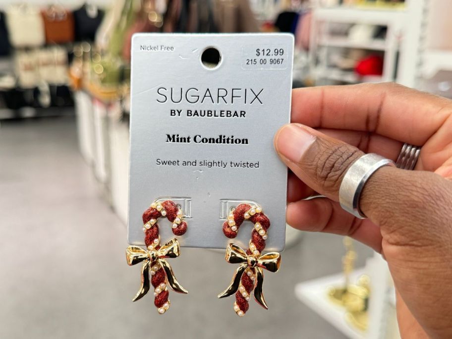 SugarFix by BaubleBar Mint Condition Earrings in hand in store