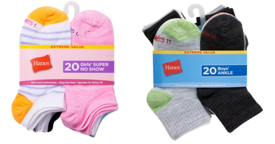 two packs of kids socks