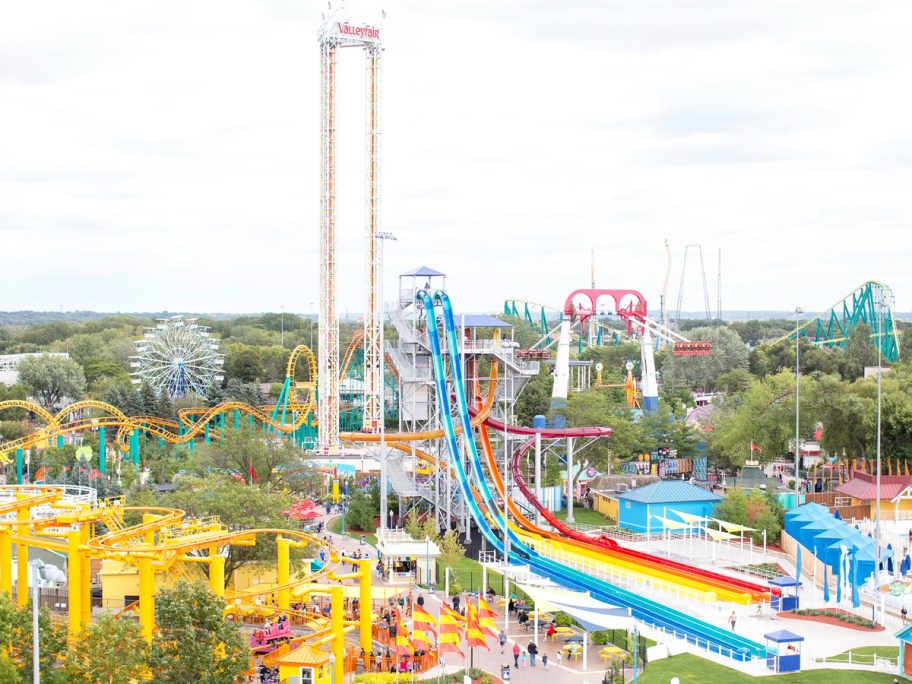 roller coasters and waterslides at Valleyfair & Soak City parks