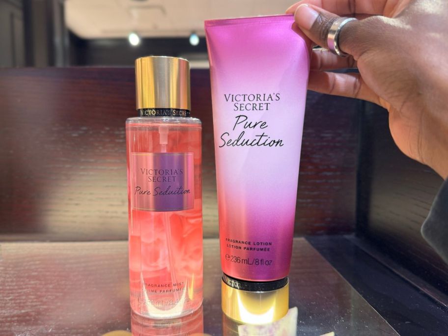 A Victoria's Secret Pure Seduction Mist and Lotion