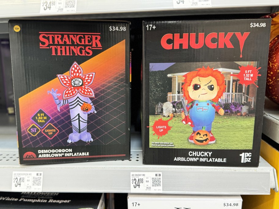 stranger things and chucky halloween inflatables