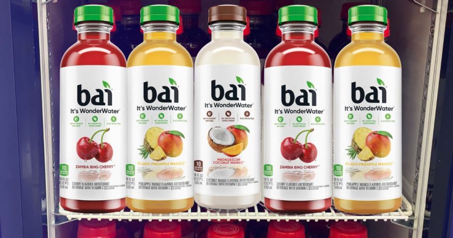 Bai Flavored Waters in fridge in store