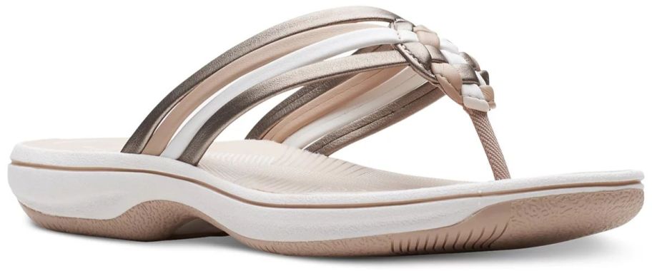 brown metallic combo flip flop